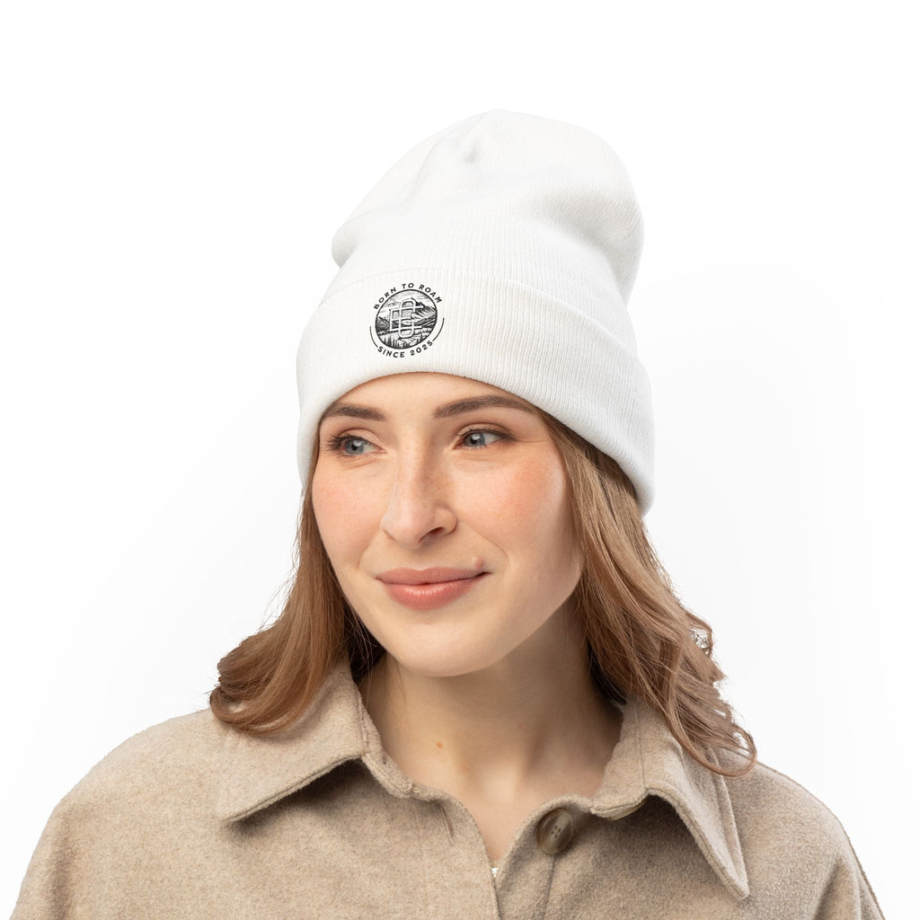 Embroidered 'Born to Roam' Knit Beanie Printify