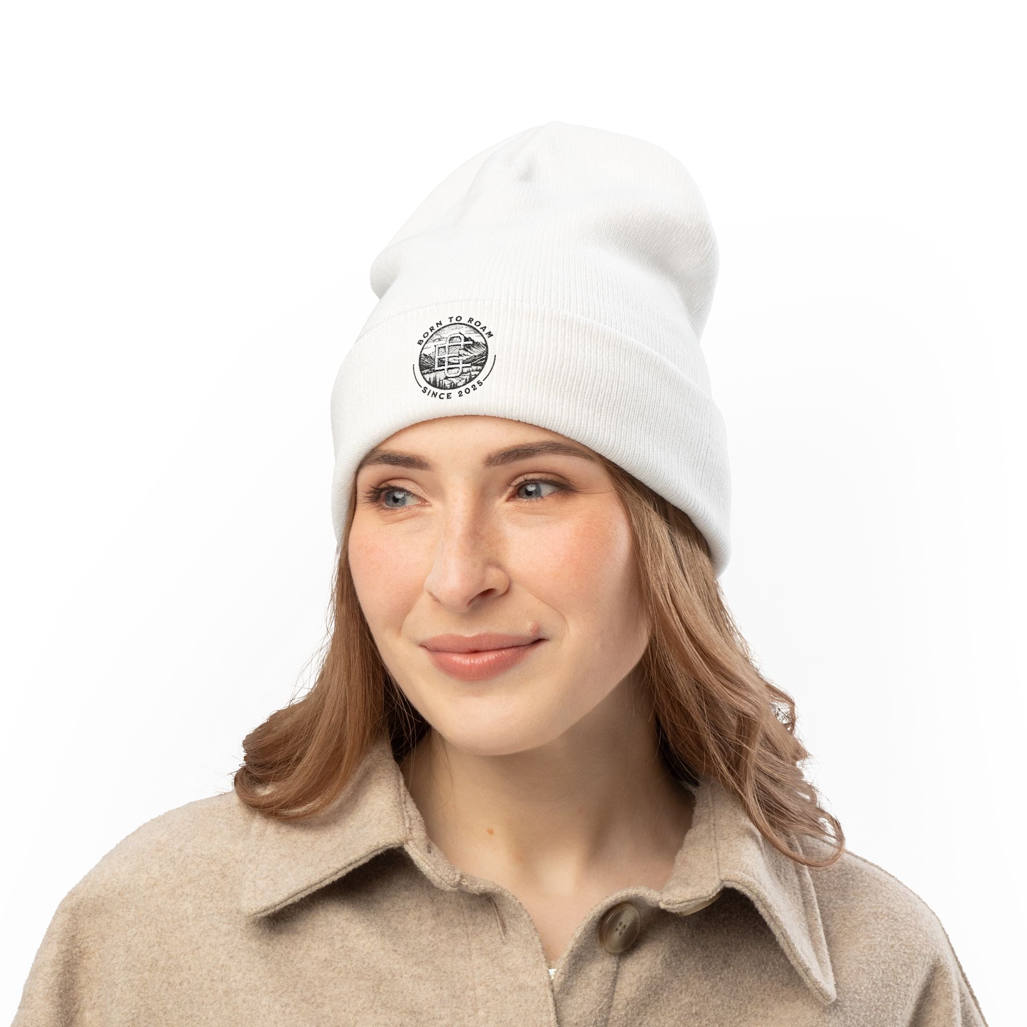 Embroidered 'Born to Roam' Knit Beanie Printify