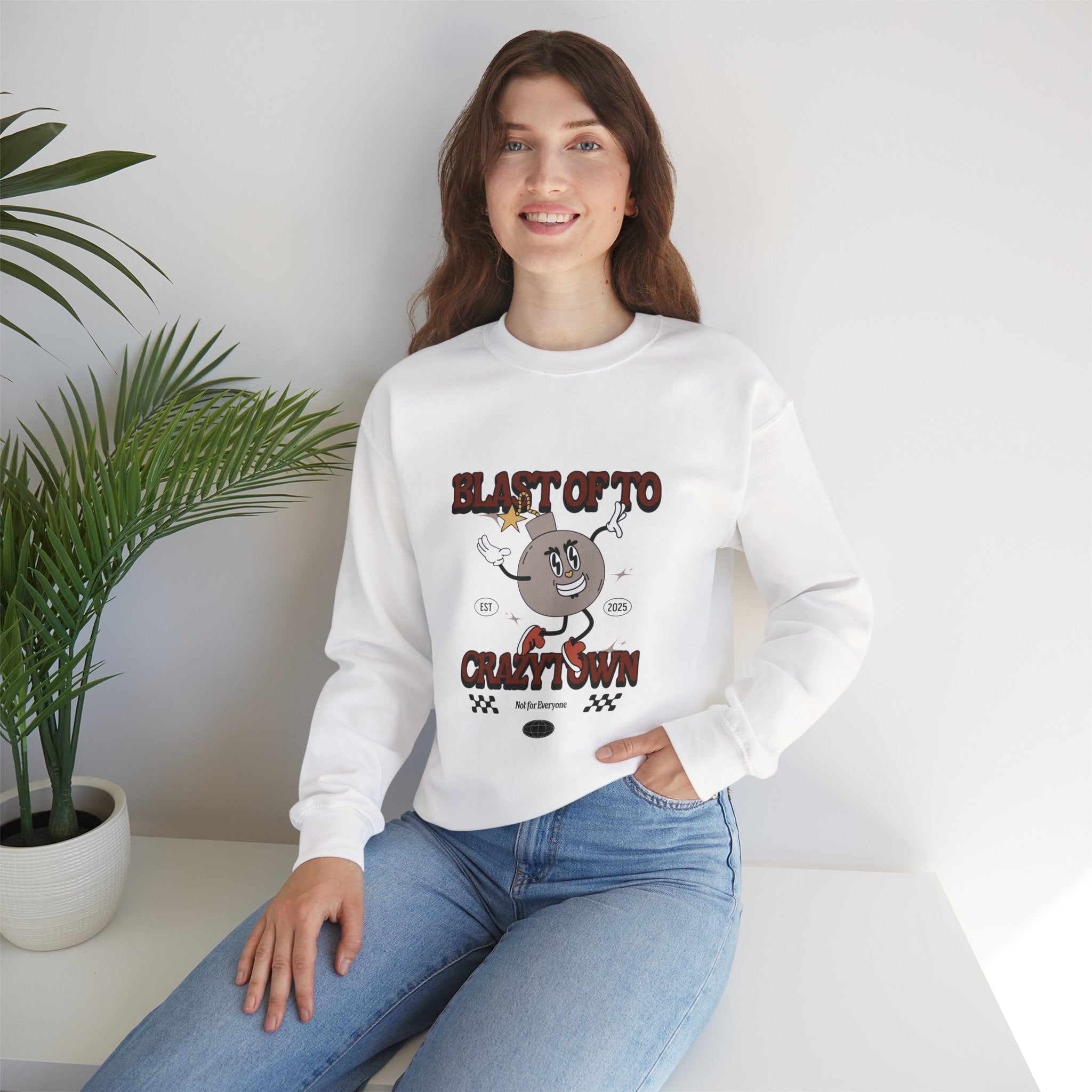 💥 Blast Off to Crazy Town Crewneck 🚀 Printify