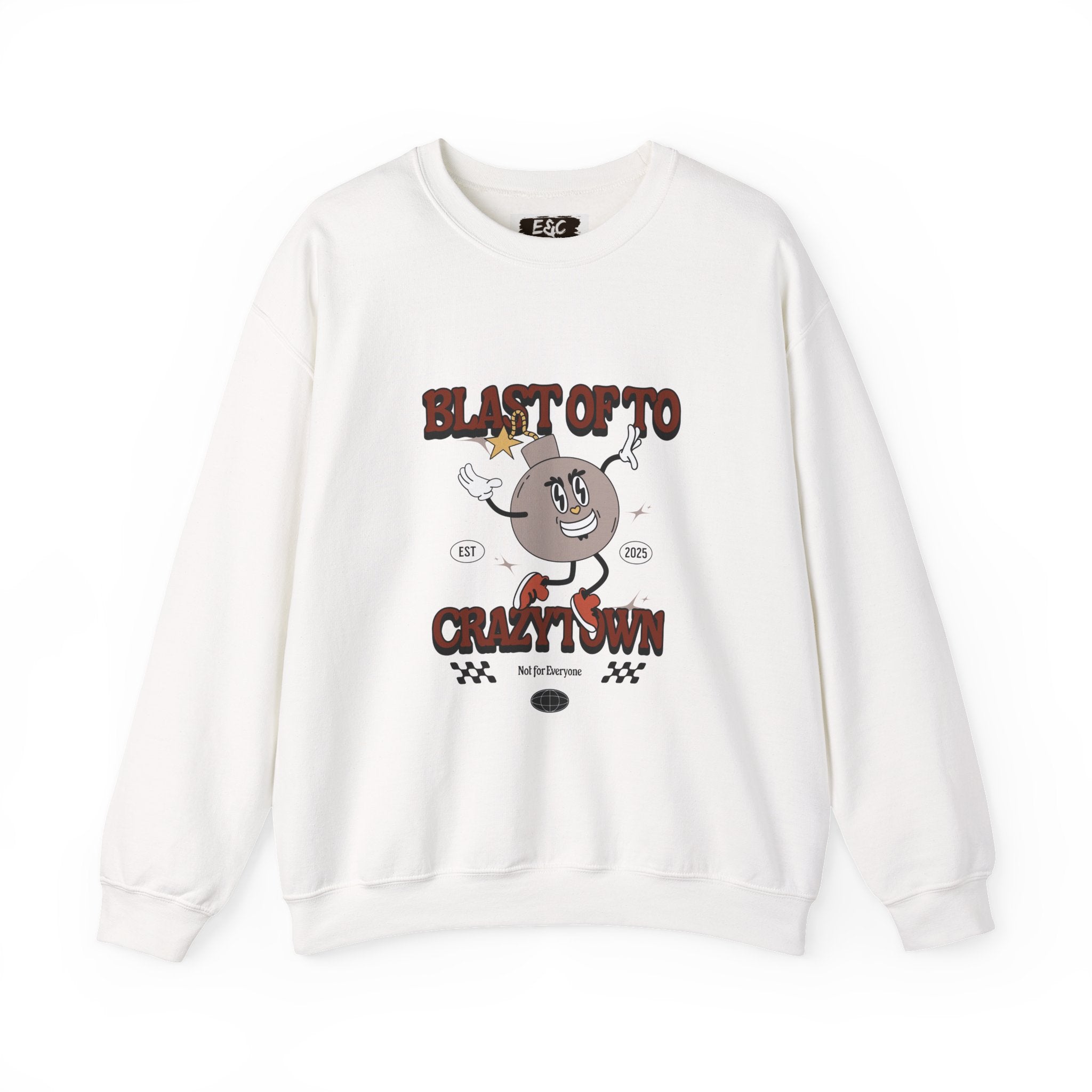 💥 Blast Off to Crazy Town Crewneck 🚀 Printify