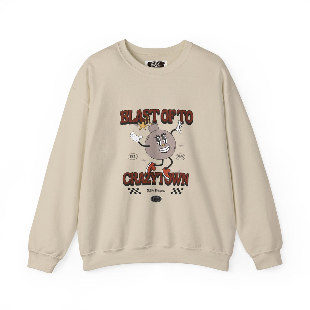 💥 Blast Off to Crazy Town Crewneck 🚀 Printify