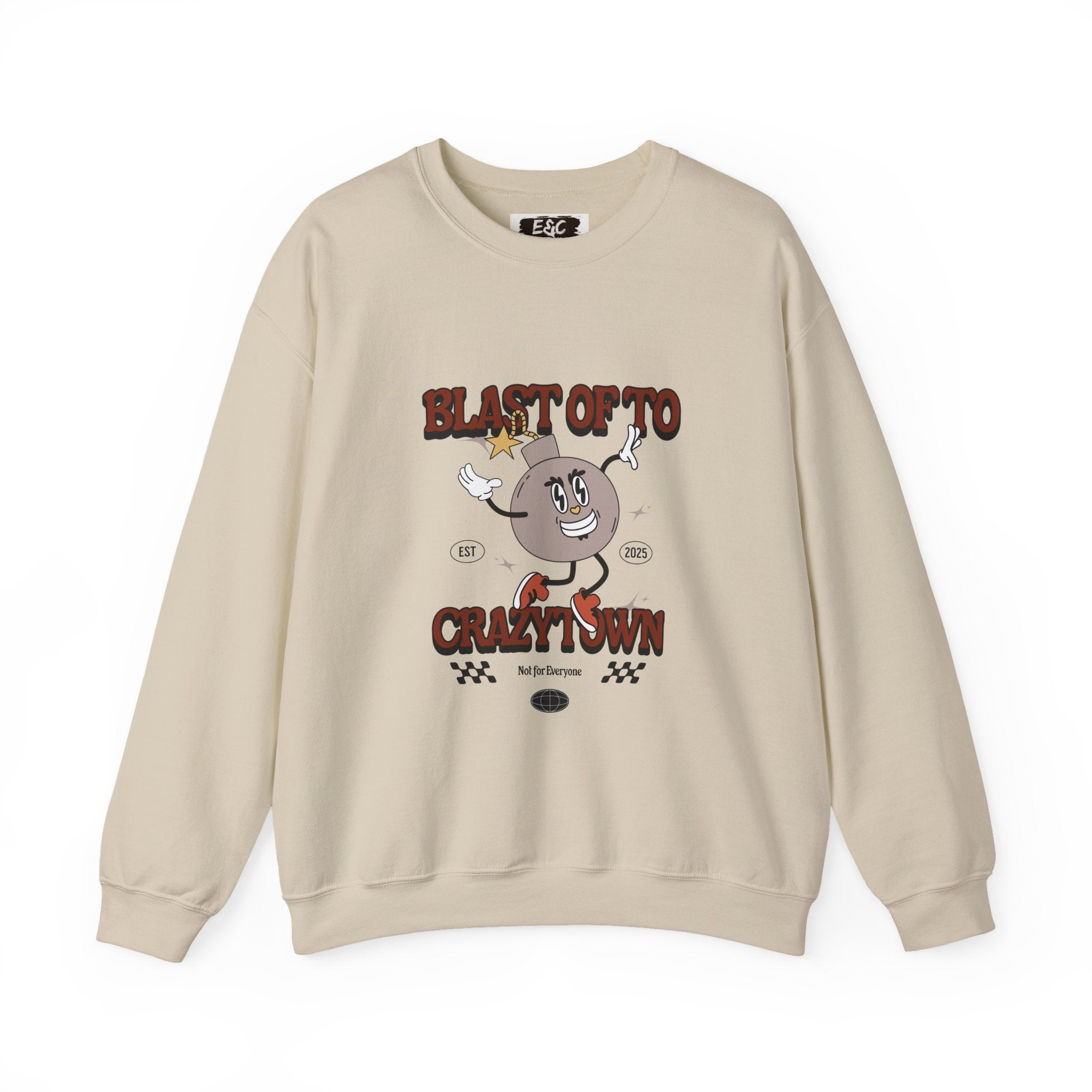 💥 Blast Off to Crazy Town Crewneck 🚀 Printify
