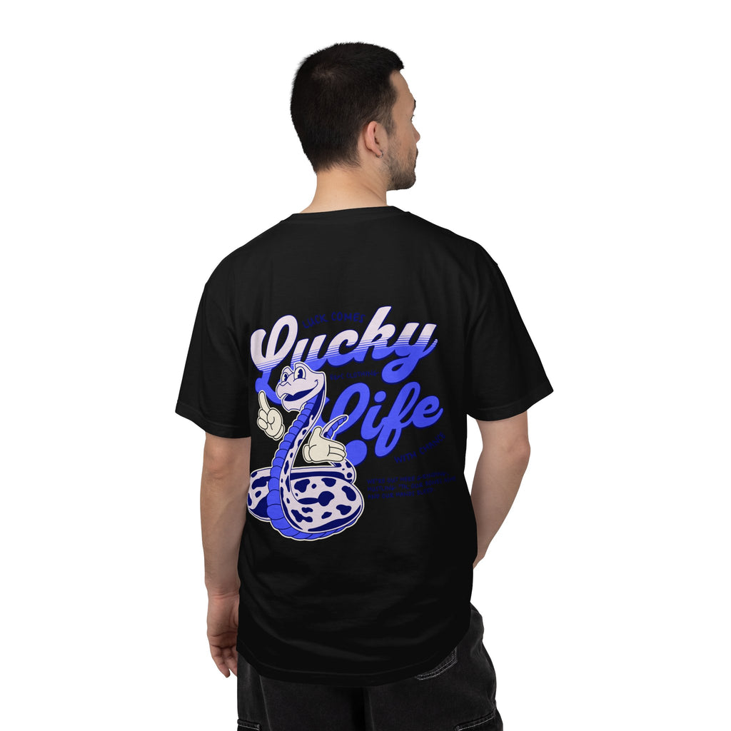 Lucky Life Snake Tee – “Luck Comes with Chance” Graphic Shirt