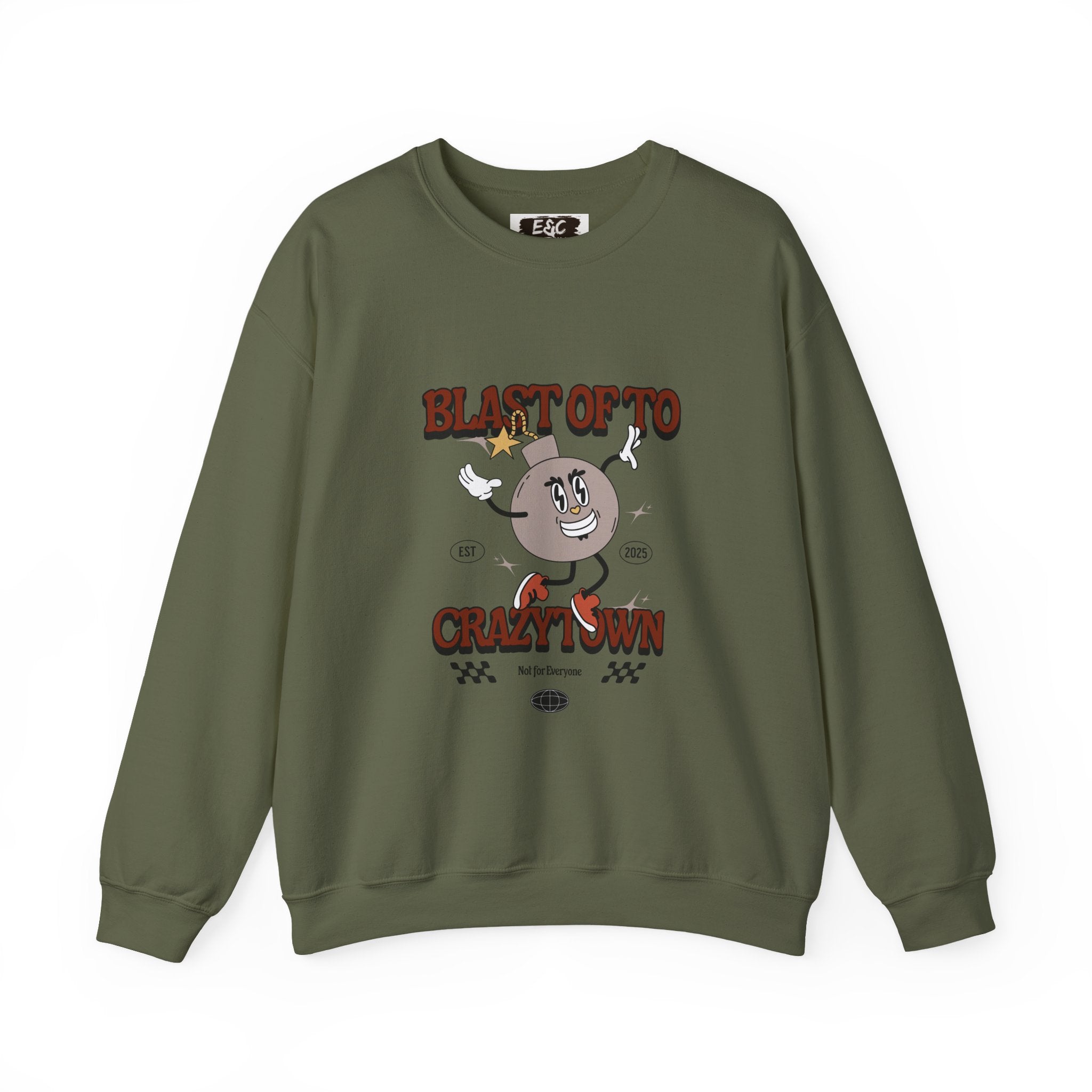 💥 Blast Off to Crazy Town Crewneck 🚀 Printify