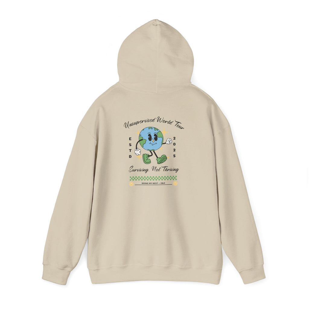 🌍 Unsupervised World Tour Hoodie — Surviving, Not Thriving 🌍 Printify