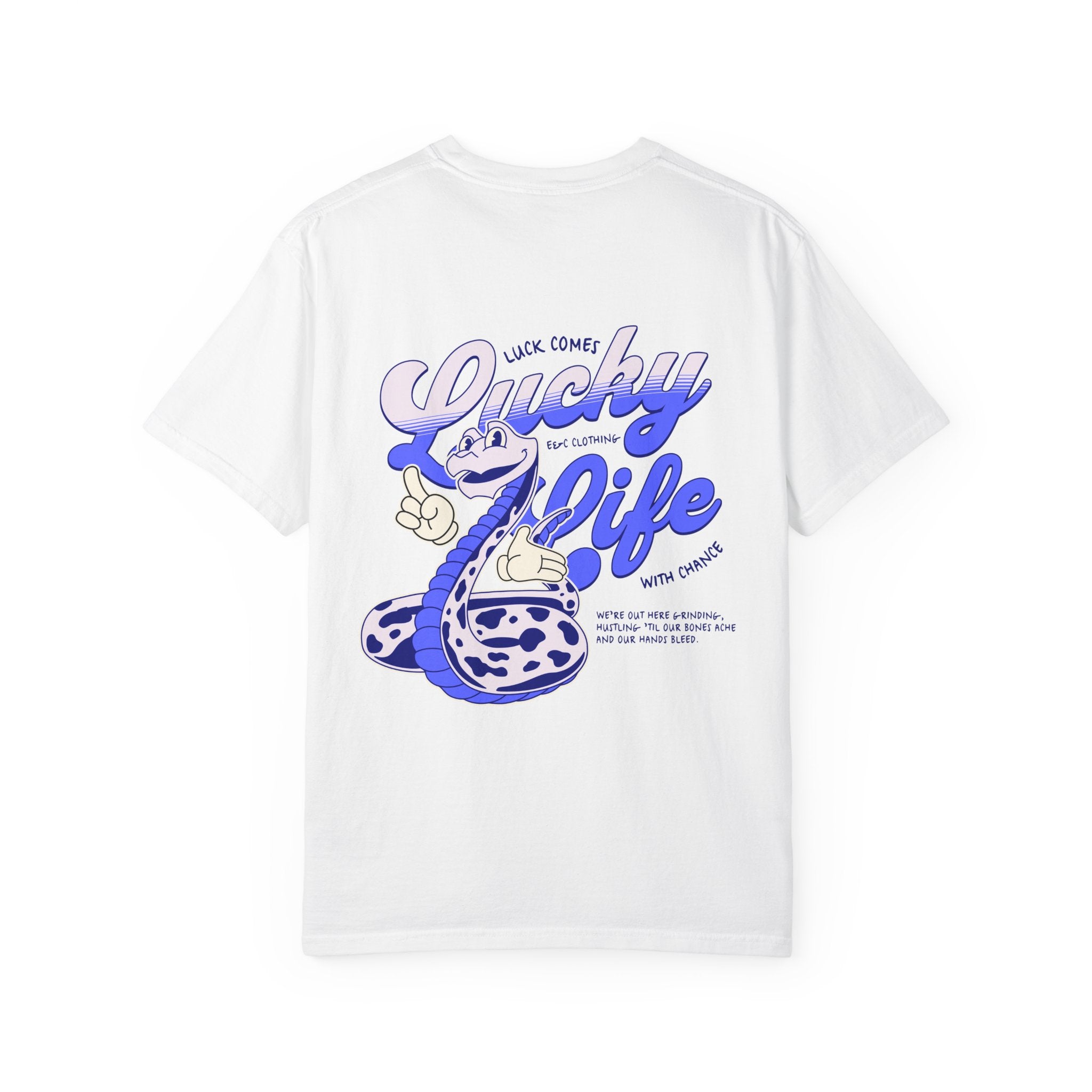 Lucky Life Snake Tee – “Luck Comes with Chance” Graphic Shirt