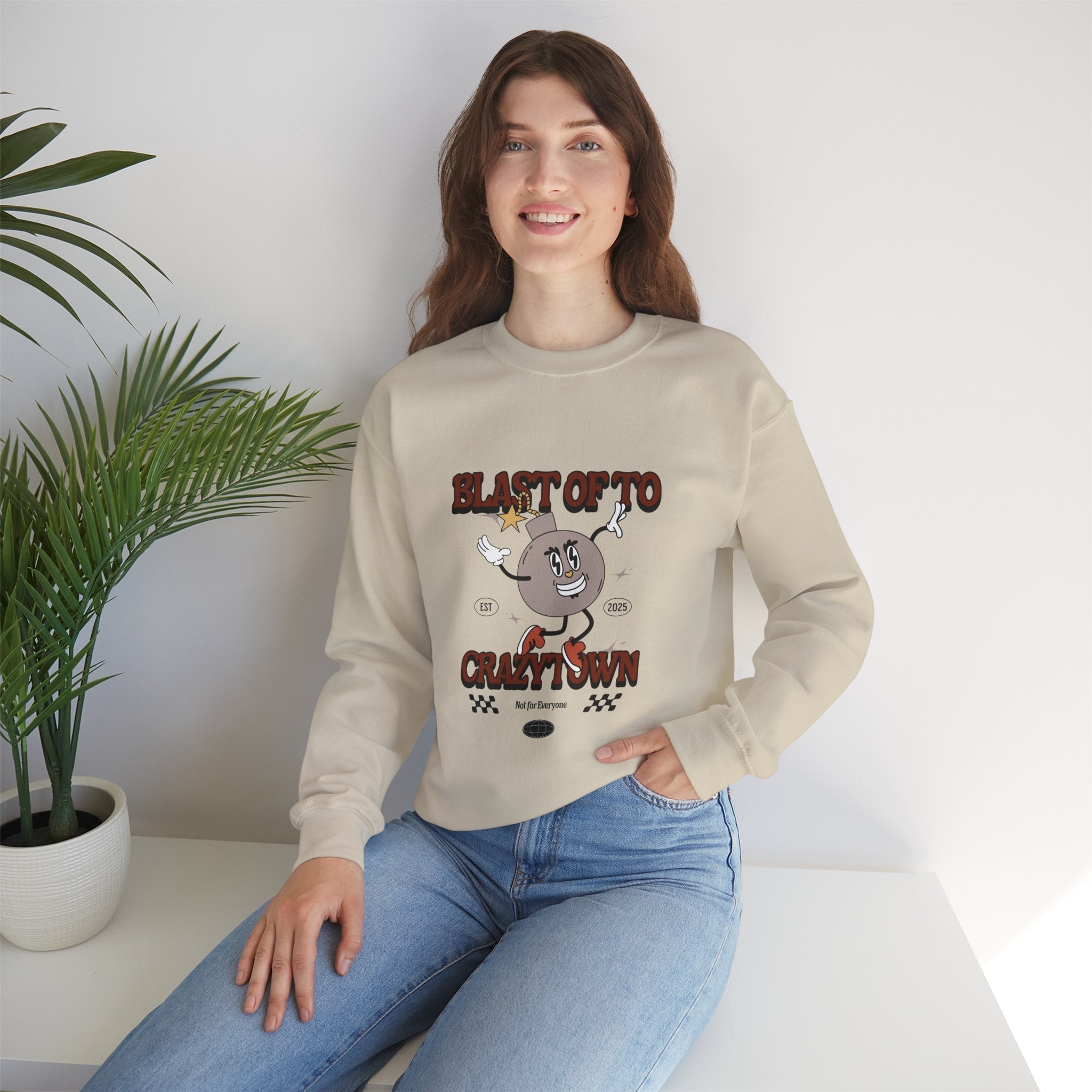 💥 Blast Off to Crazy Town Crewneck 🚀 Printify