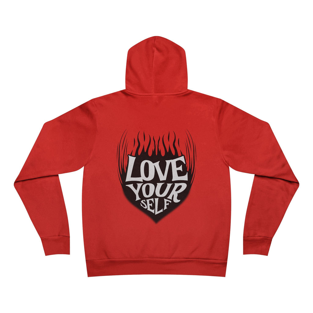 Love Yourself Hoodie | Heart Flame Backprint Printify