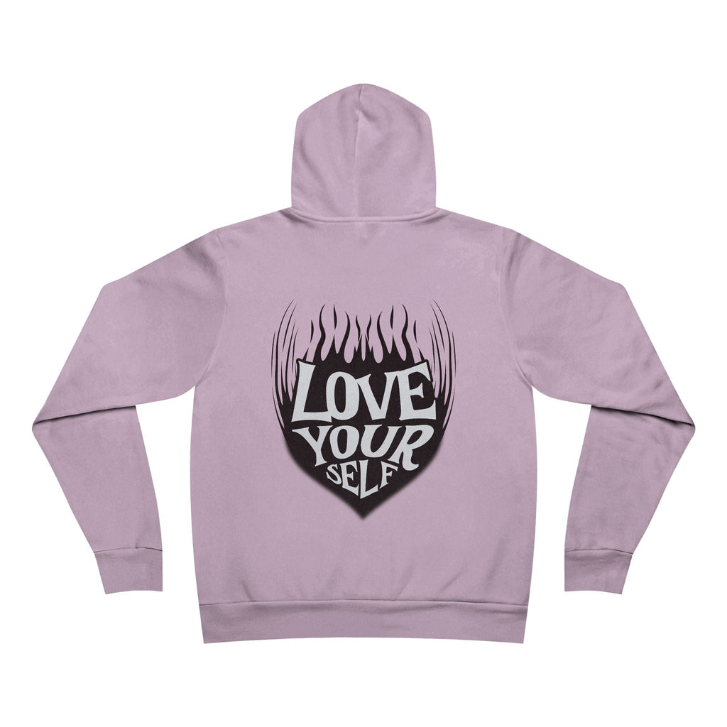 Love Yourself Hoodie | Heart Flame Backprint Printify