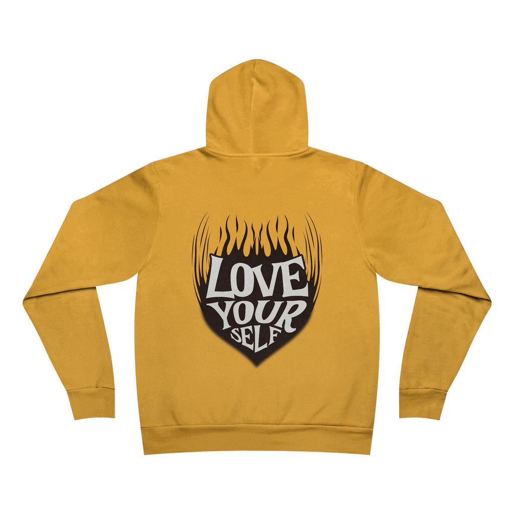 Love Yourself Hoodie | Heart Flame Backprint Printify