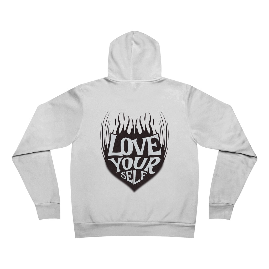 Love Yourself Hoodie | Heart Flame Backprint Printify