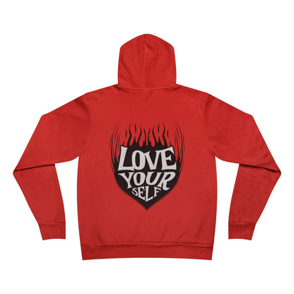 Love Yourself Hoodie | Heart Flame Backprint