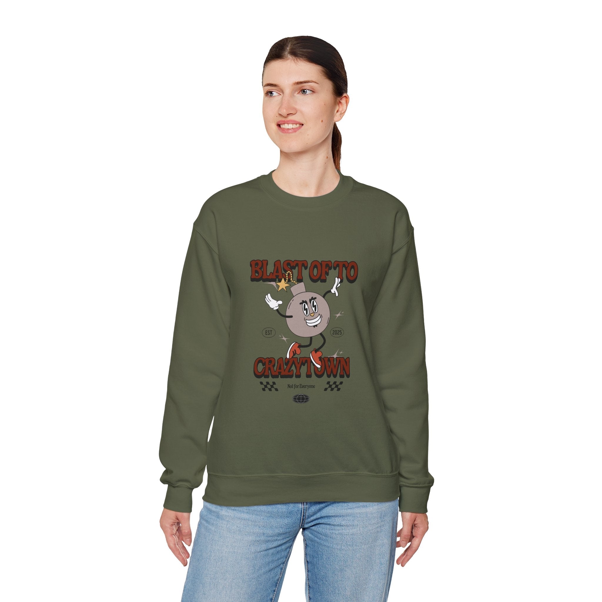 💥 Blast Off to Crazy Town Crewneck 🚀 Printify