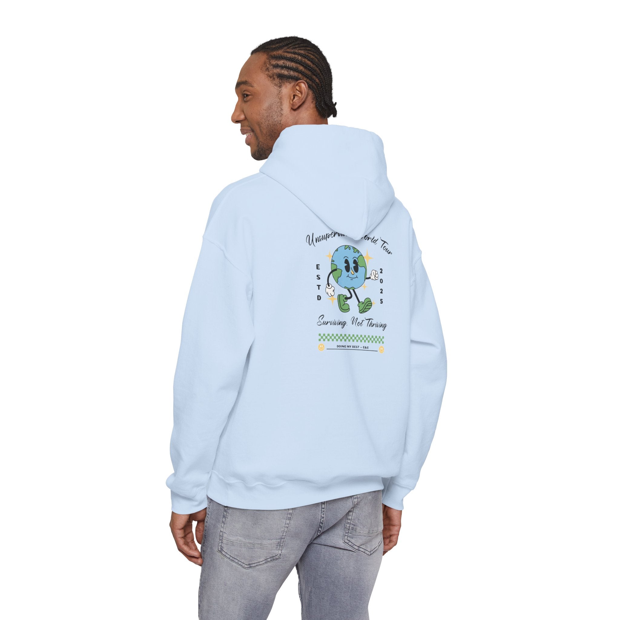 🌍 Unsupervised World Tour Hoodie — Surviving, Not Thriving 🌍 Printify