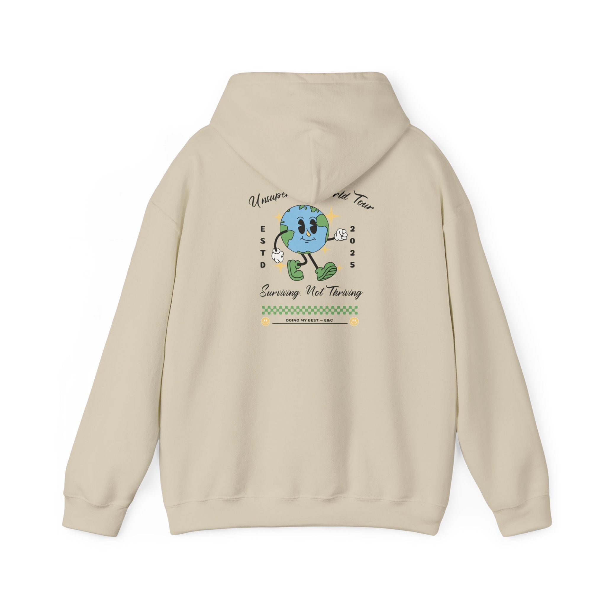 🌍 Unsupervised World Tour Hoodie — Surviving, Not Thriving 🌍 Printify