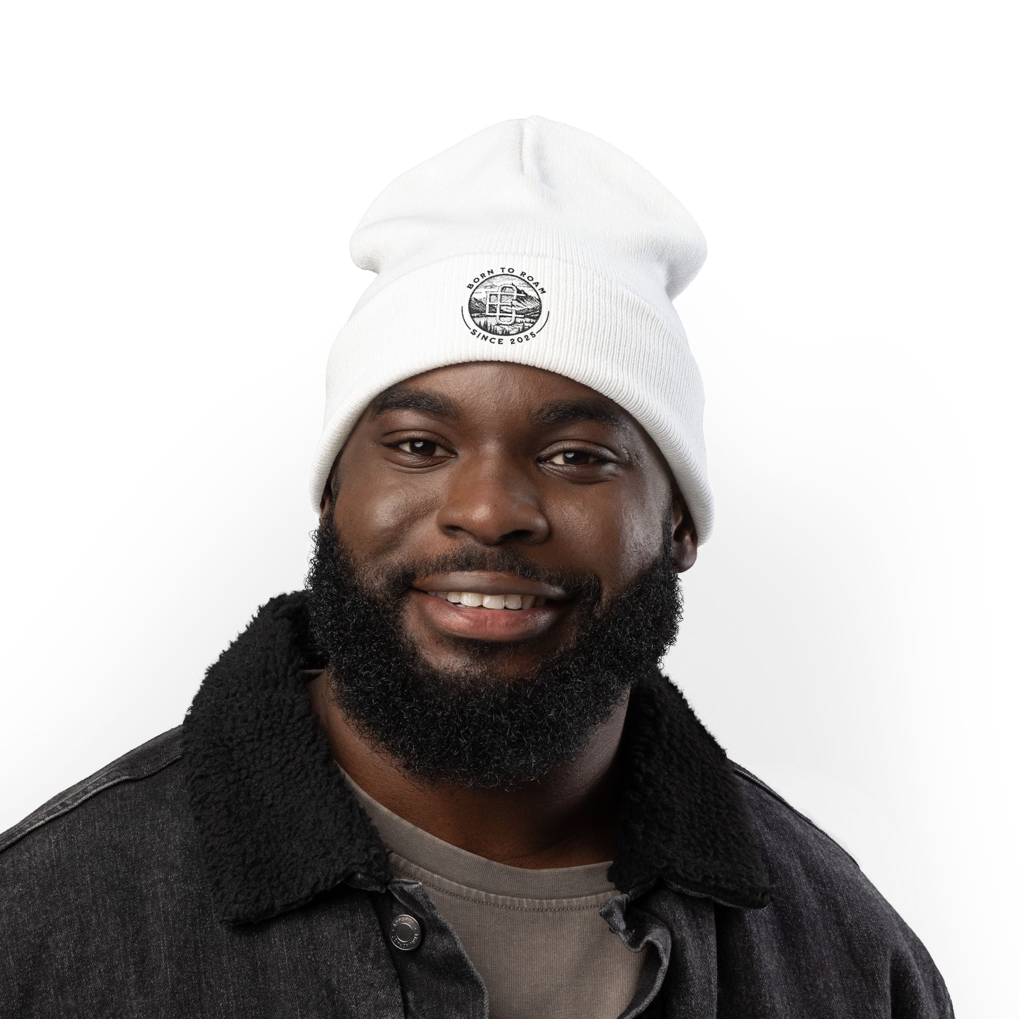 Embroidered 'Born to Roam' Knit Beanie Printify